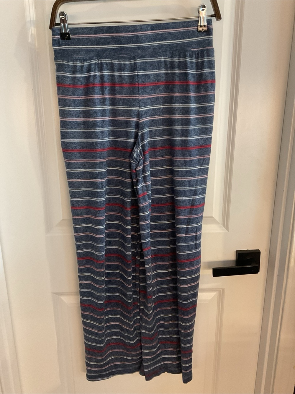 Women's Blue Striped Sleep Pants - Navy with Red & White Stripes - Size Small